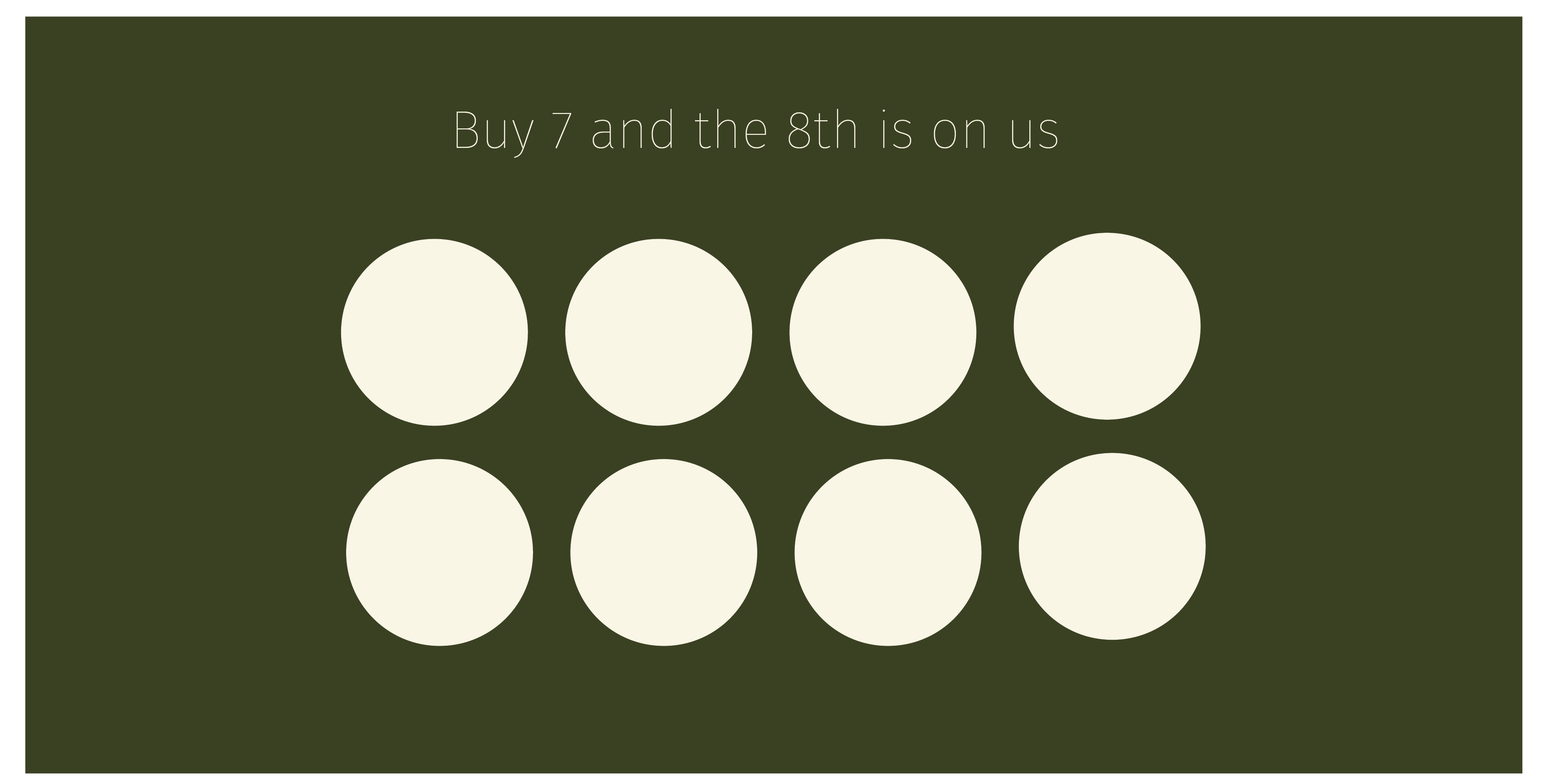 Steamy Sips loyalty card — buy 7 and the 8th is on us
